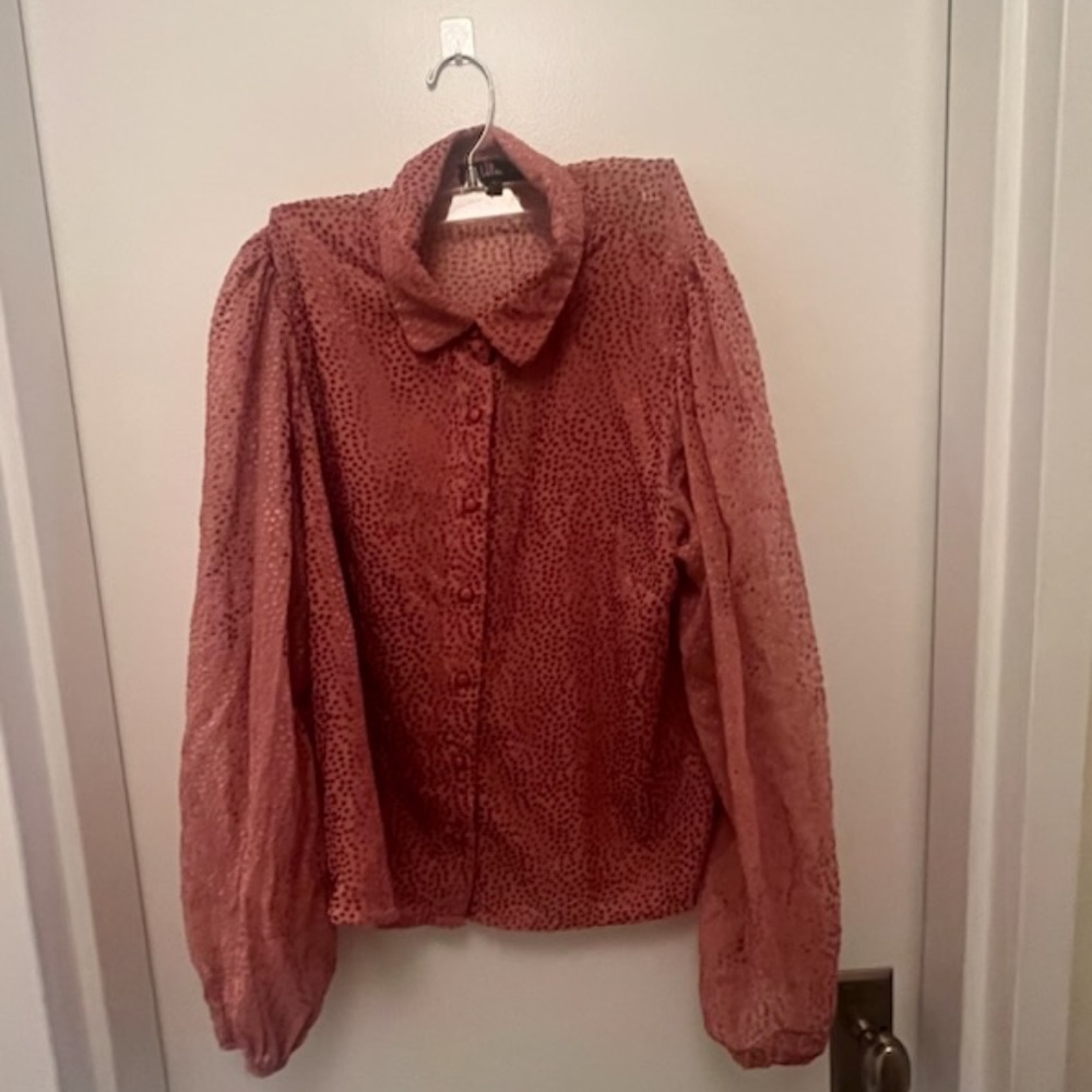 Lulu's Pink Blouse Long Sleeved - With Tags (Size L)